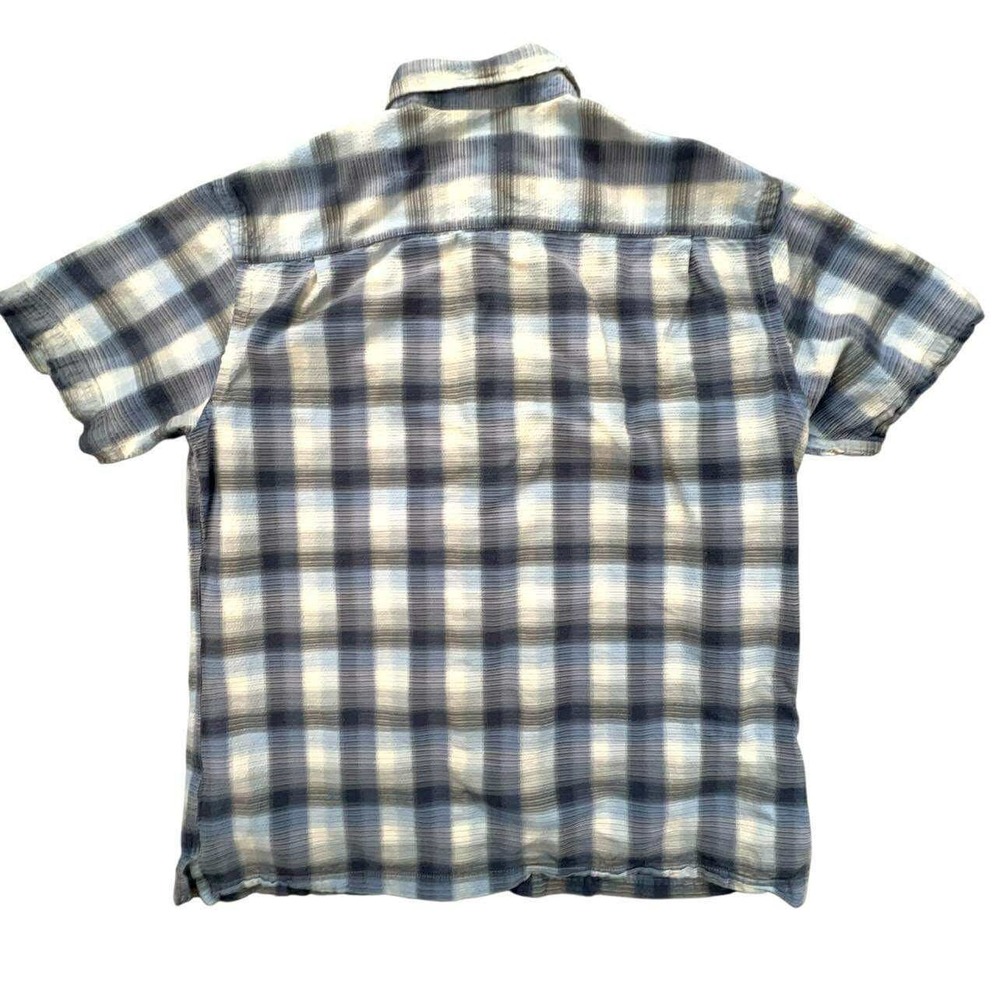 Y2kVan Heusen Men's Blue Plaid Short Sleeve Button Up Casual Shirt Large - Picture 2 of 8